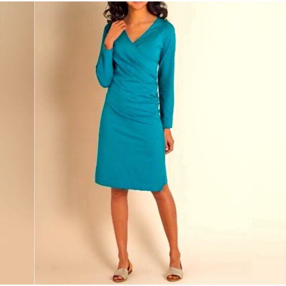 Soft Surroundings Wear Anywhere Faux Wrap Dress Womens Sz Tall Large TL Black - Picture 7 of 7